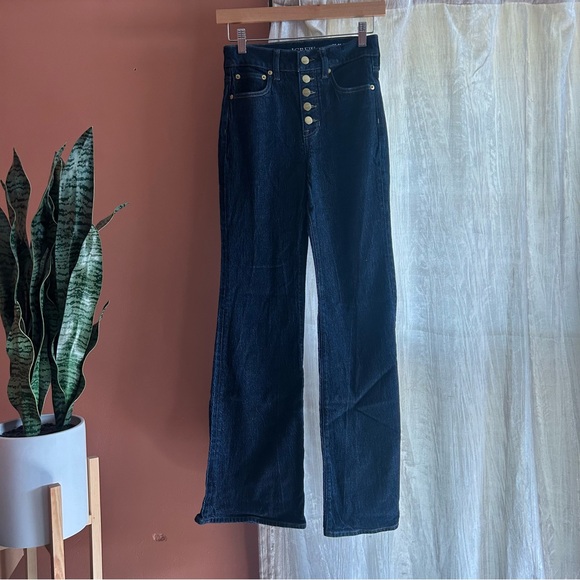 J. Crew‎ High-rise ‘96 Flare Jeans With Button Fly Dark Wash Bootcut NEW Size 24 - Picture 2 of 10